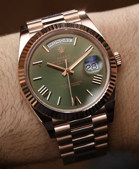 rolex green dial day date.